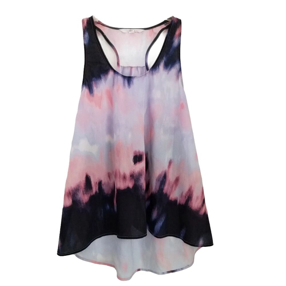 Jack by BB Dakota Top Womens XS Navy Pink Tie Dye Loose Fit High-Low